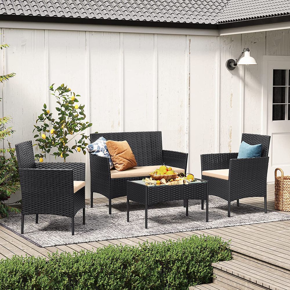 Rattanoptik Gartenset - Balkonset - Gartenstühle mit Tisch