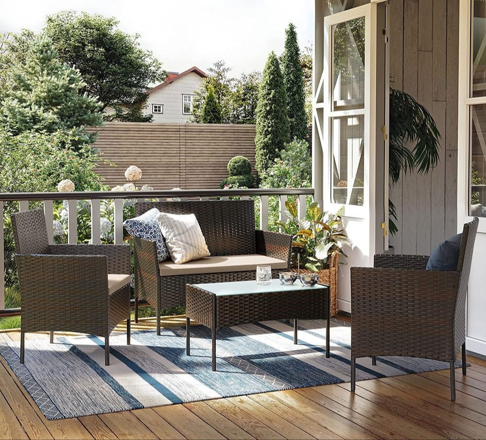 Tuinset met Rattanlook - Balkonset - Tuinstoelen met Tafeltje - De Vries Meubels