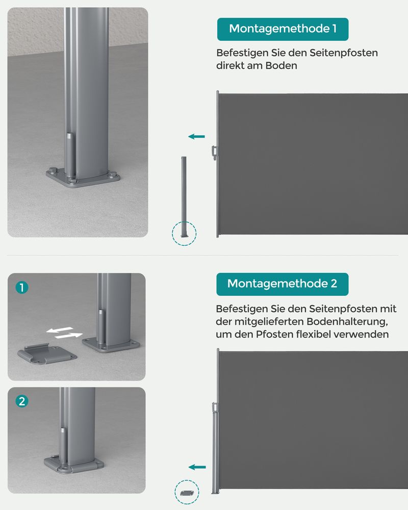 Uitschuifbaar Tuinscherm - Windscherm - Zonnescherm 160 cm hoog - De Vries Meubels