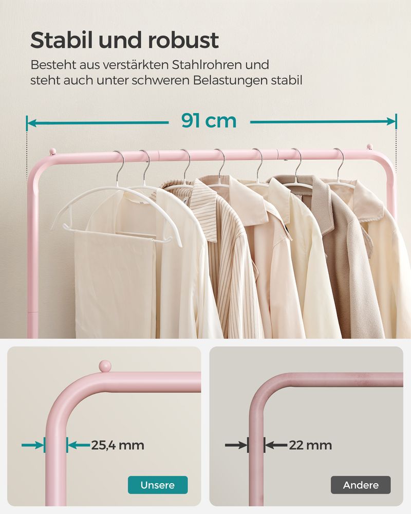 Verrijdbare Kledingrek met Groot Draagvermogen - Praktisch & Veelzijdig - De Vries Meubels