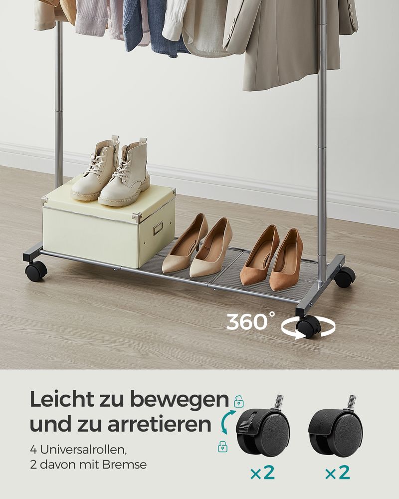 Verrijdbare Kledingrek met Groot Draagvermogen - Praktisch & Veelzijdig - De Vries Meubels