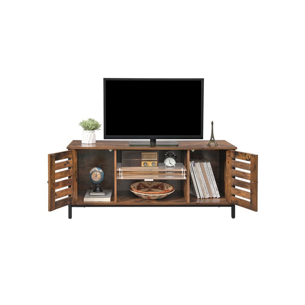 Vintage-TV-Schrank mit Lamellentüren - Fernsehschrank mit Stauraum - verstellbares Regal