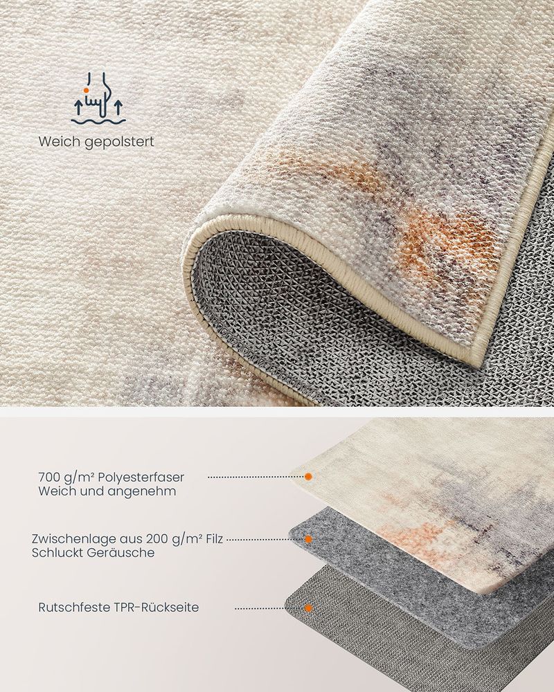 Vloerkleed 92 x 153 cm - Tapijt - Wasbaar - De Vries Meubels