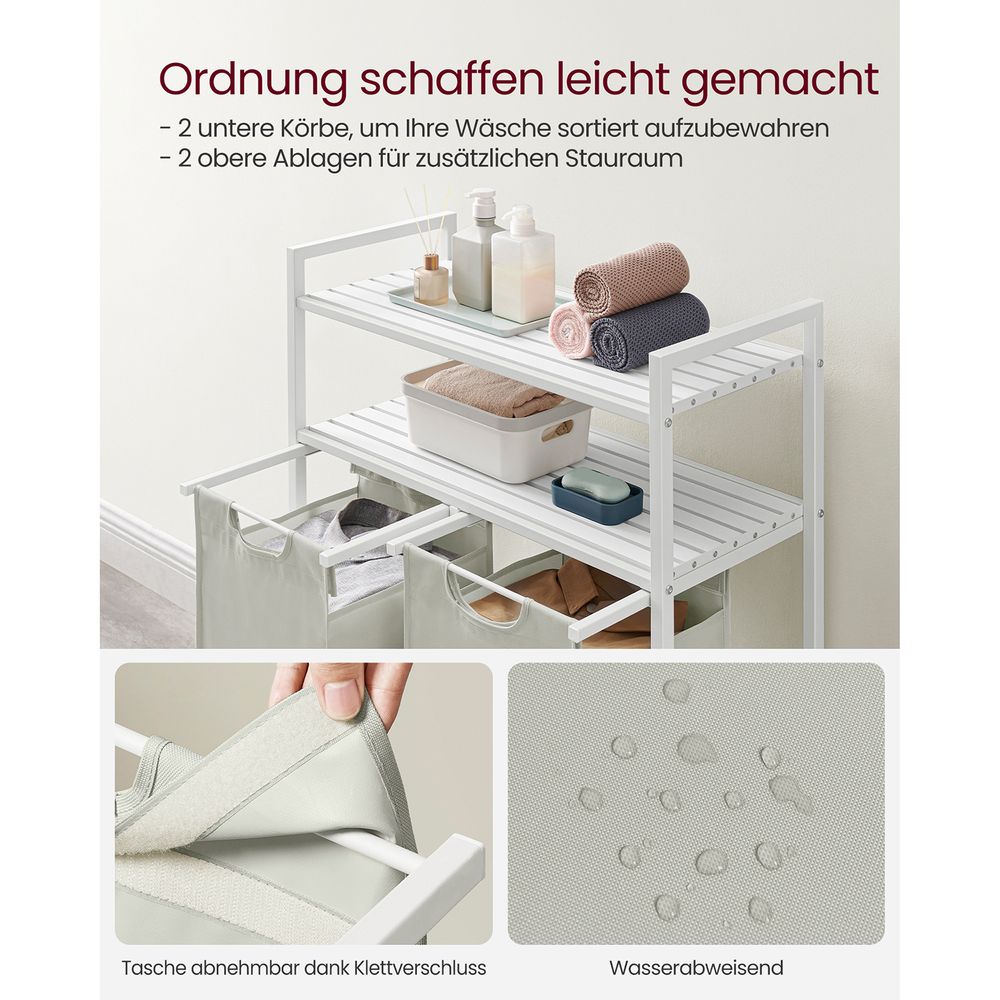 Wäschekorb und 2 Ablagefächer – ideal für Wäsche und Badezimmerzubehör
