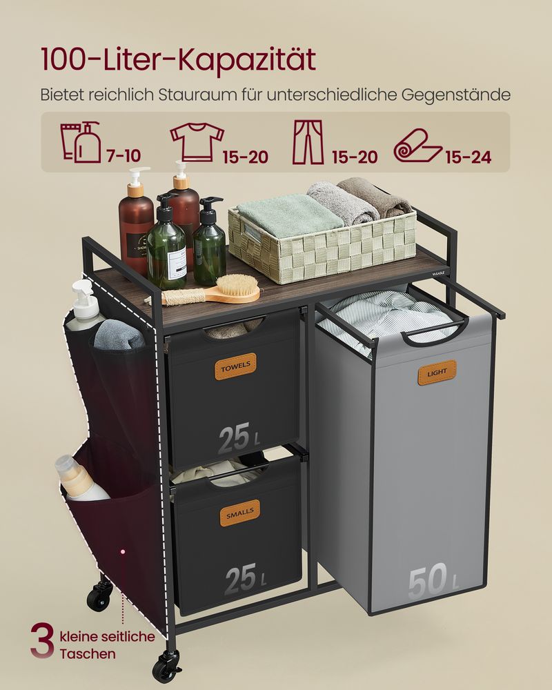 Wasmand Wagen - Waswagen - Wasmand op Wieltjes - De Vries Meubels