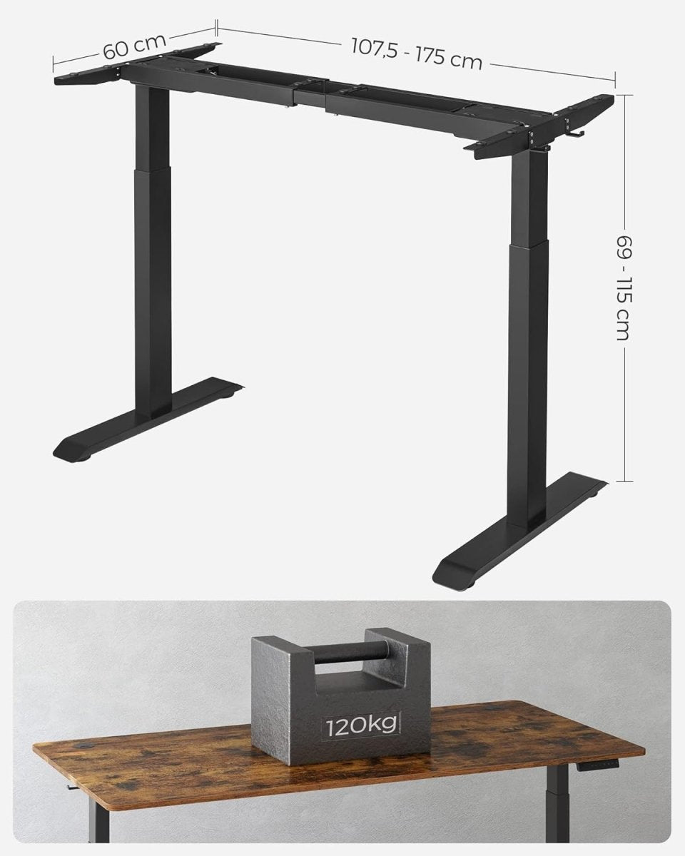 Zit Sta Bureau Poten - Hoog Laag Bureau Onderstel - Elektrisch Bureau - Sta Bureau Poten - De Vries Meubels