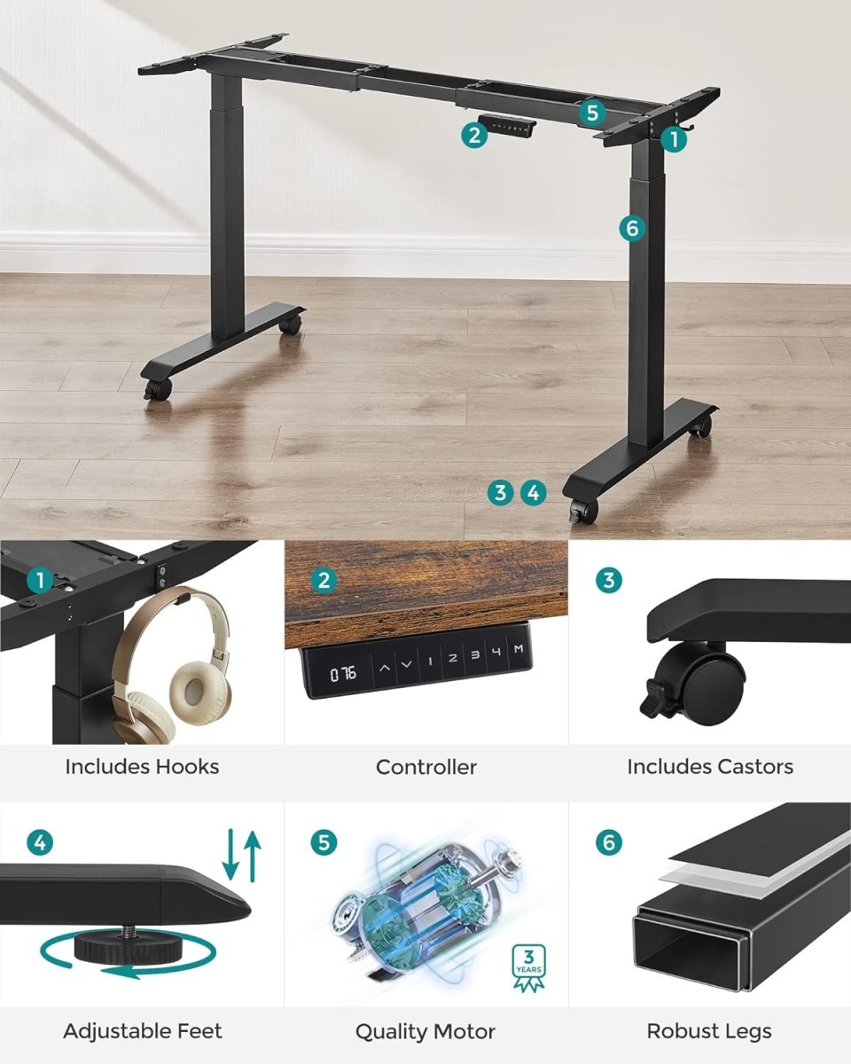 Zit Sta Bureau Poten - Hoog Laag Bureau Onderstel - Elektrisch Bureau - Sta Bureau Poten - De Vries Meubels