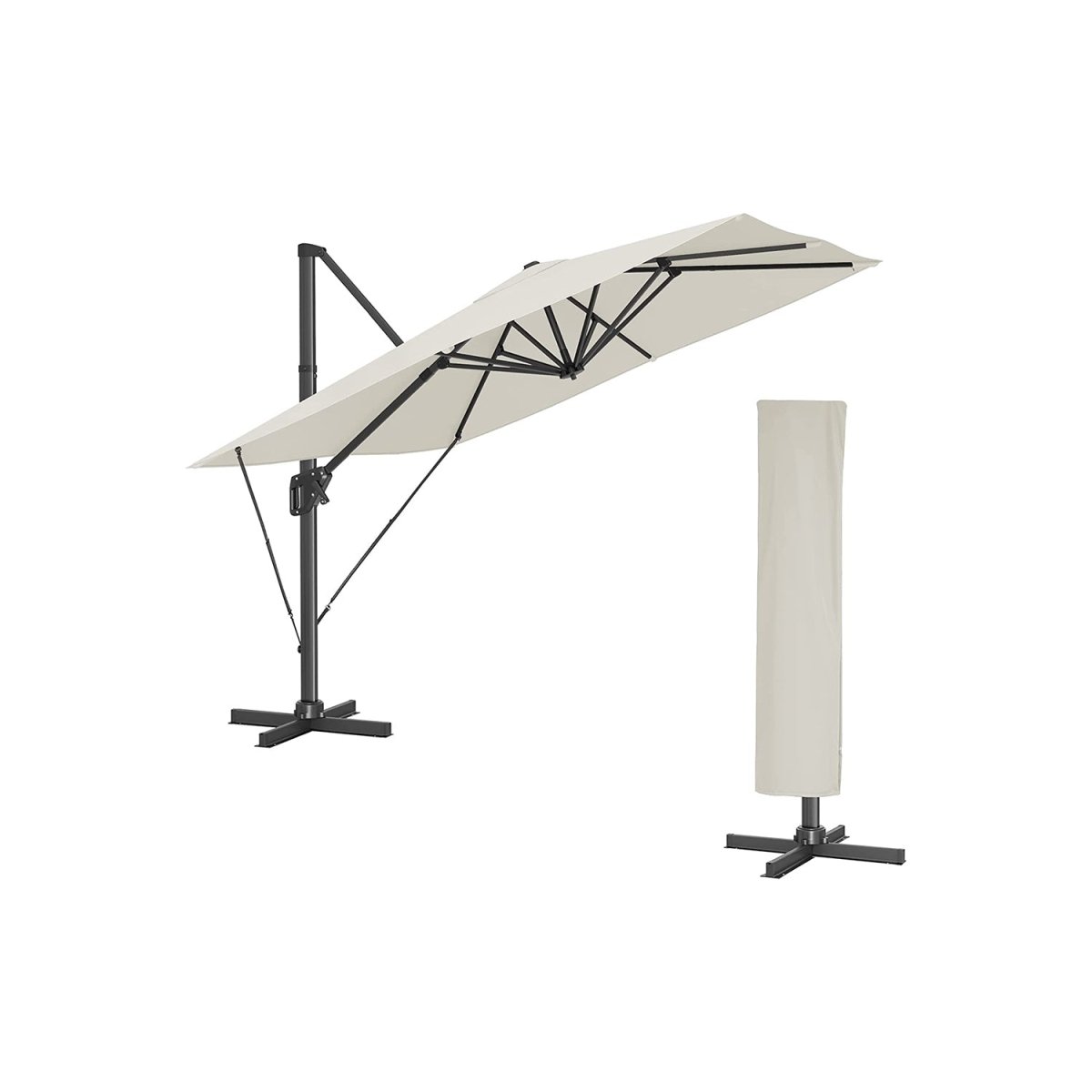 Zweefparasol 290 x 290 cm - Compleet Verstelbaar - Kantelbaar en 360° Draaifunctie - De Vries Meubels