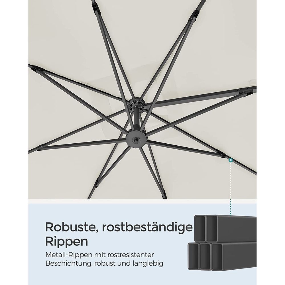 Ampelschirm 290 x 290 cm - Stufenlos verstellbar - Neigbar und 360° Drehfunktion
