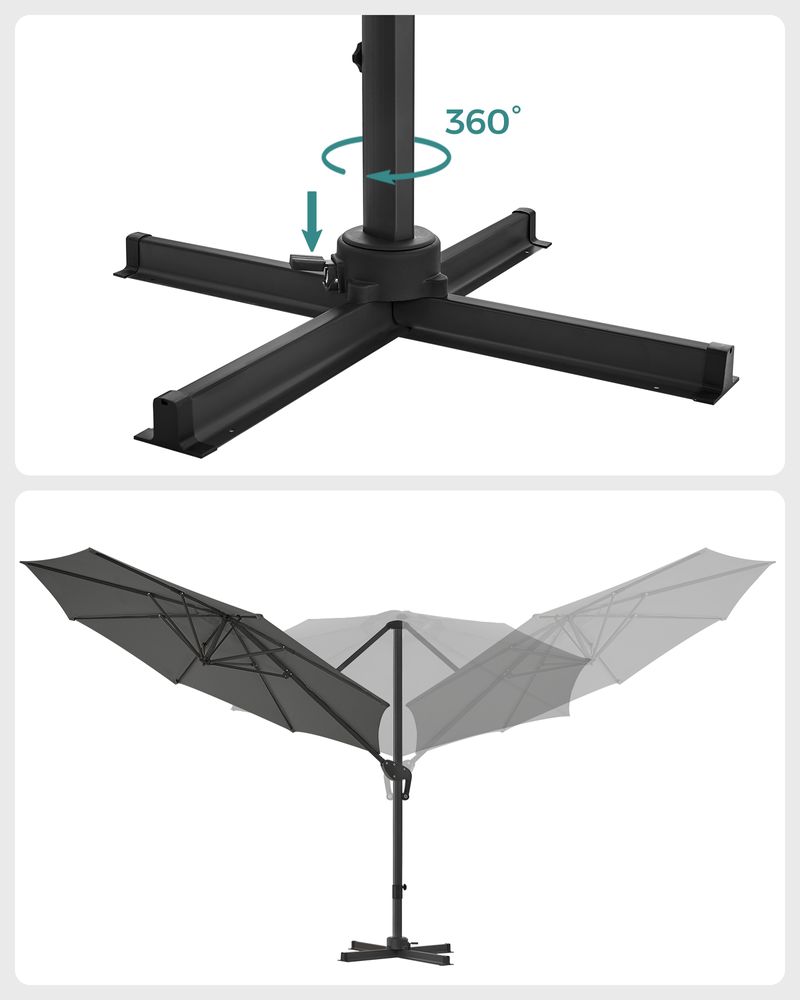 Zweefparasol Ø300 cm – Verstelbaar & UV - bescherming - 360° draaibaar - De Vries Meubels