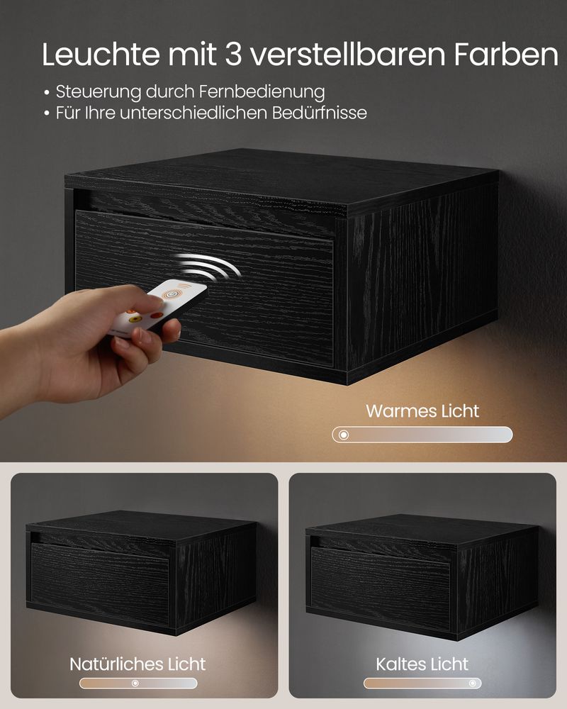 Zwevend Nachtkastje met LED - verlichting - Minimalistisch en Praktisch - De Vries Meubels